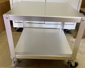 STAINLESS STEEL WORK TABLE WITH CASTERS
