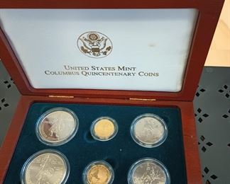 The United States meant Columbus Quincentenary 6 Coin proof set gold and silver