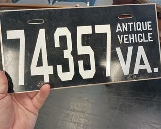Antique license plate tag