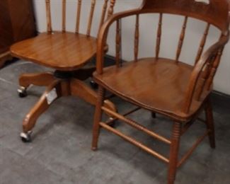 vintage bankers chair and barrel back chair