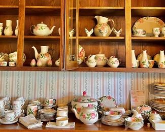 Lots of Franciscan Desert Rose including large tureen with ladle and piggy bank