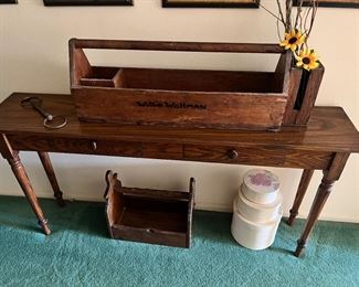 Foyer table Vintage carpenter's toolbox