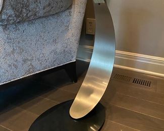 (2) Elite Modern Scoop Accent Table with Glass & Polished Chrome 12"W x 21.5"H x 19"D