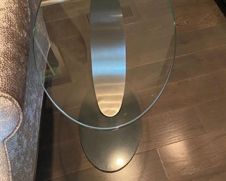 (2) Elite Modern Scoop Accent Table with Glass and Polished Chrome 12"W x 21.5H x 19"D