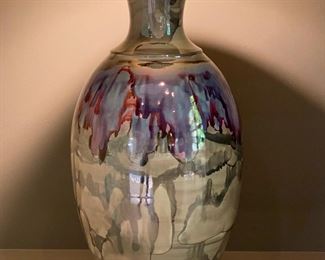 Multi Color Hand Painted Vase - Signed by Artist