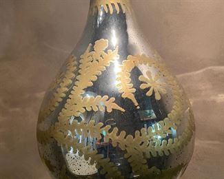 Silver Vase with Gold Leaf Design 22.5" H x 46" Round