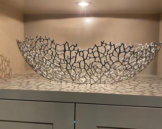 (2) Ethan Allen Oval Coral Bowl Made of Cast Brass          16" D x 6.5 H