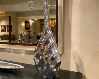 2 Z Gallerie Swirl Silver Vase 29.5"H x 11.5"W