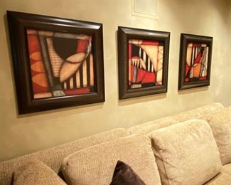 'Blue Atmosphere' I, II, and III, by DeRosier -Framed Canvas 25.25 x 25.25