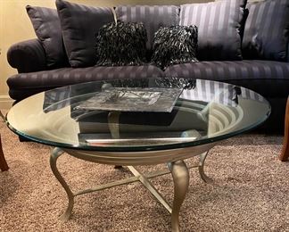 Vintage Glass and Metal Coffee Table (Glass not attached) 18.5" H x 40"D