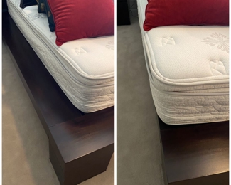 Queen Mattress on the left. King Mattress on the right. Either one will work on this bed.