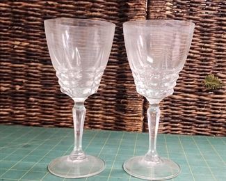 IR9048 Two Cherbourg Unit no. 1 French Lead Crystal Goblet Glass by W.M. Dalton