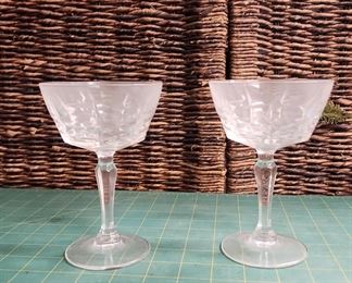 IR9049 2 Cherbourg no 3 French Lead Crystal Champagne Sherbert Glass by W.M Dalton