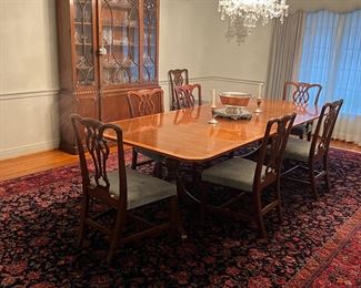 Kittinger mahogany double pedestal dining table