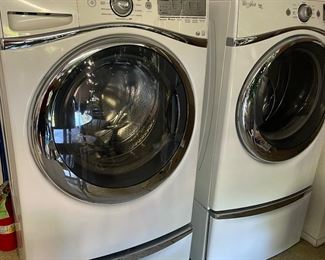 Washer, Dryer and pedestals 