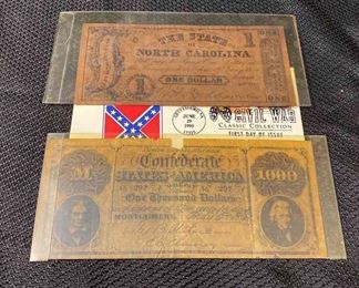 Confederate Currency And Stamped Envelope 
