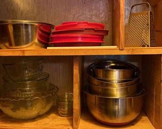 Contents Of Kitchen Pantry Shelf 2  Pyrex Bowls, Mixing Bowls