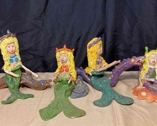 Handmade Clay Unique Mermaids With Sea Monsters 