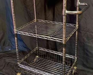 Kitchen Station Cart Castors And Wood Block Top