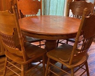 Light Brown Wooden Kitchen Table With Extending Leaf 