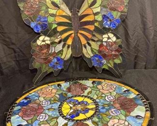 Tiffany Style Butterfly Themed Window Panels 