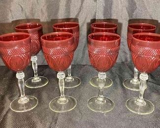 Vintage Ruby Red Goblets Set Of 8 