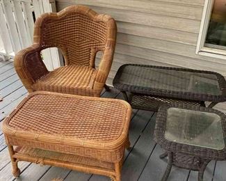 Wicker Chair And Tables 