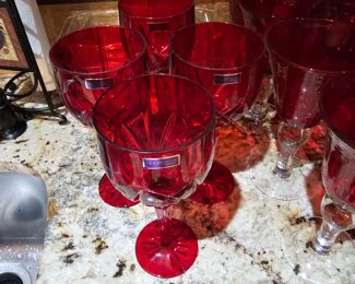 Vintage Waterford Marquis Red Wine Goblets Cut Crystal with Original Sticker