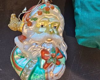 Fritz & Floyd Glass Santa Face Christmas Tree Ornament