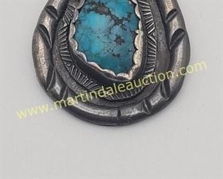 vintage sterling and turquoise pendant