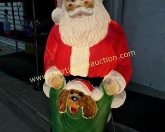 Vintage Empire blow mold 33" tall Santa claus with puppy