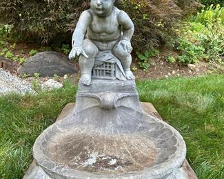 Antique Putti & Clamshell Fountain Garden Statuary
