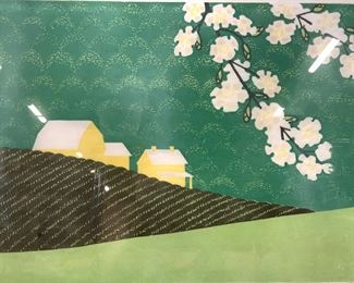 SABRA FIELD Signed Apple Tree Spring Block Print
