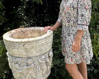 Antique XL Hand Carved Marble Planter
