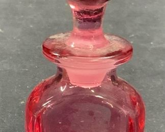 Vintage Pink Art Glass Perfume Bottle, Italy
