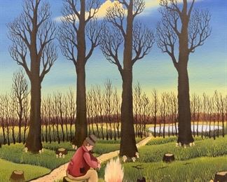 Branko Paradis Traveler in Woods Oil Painting
