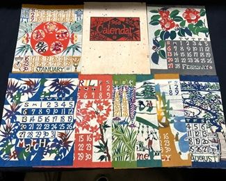 Vintage 1966 Hand Made Paper Calendar, Japan
