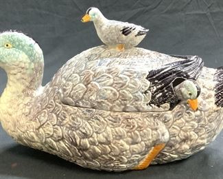 Duck Tureen Figural and Duck Ladle Handle
