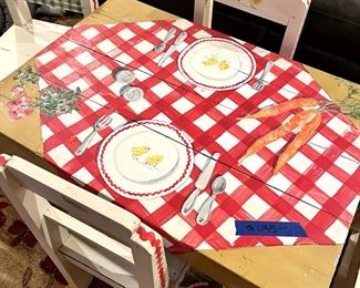 Kids table, hand painted, with 4 chairs (Vintage) $195