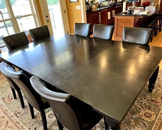 Black Pottery Barn Table . Without leaves, table is 5'x5' and can still be used to seat 8. Very heavy and legs will need to be removed to get through the door. Bring Help! $350 ND