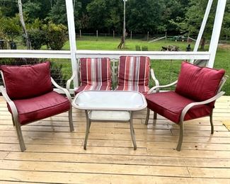 Outdoor table set with couch, 2 chairs and table $125