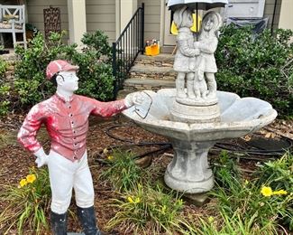 Fountain and pump $275 Jockey with Lantern $175 (Jockey SOLD)