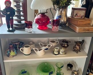 cream and sugar, uranium glass