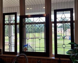 3 panels of leaded glass $350
