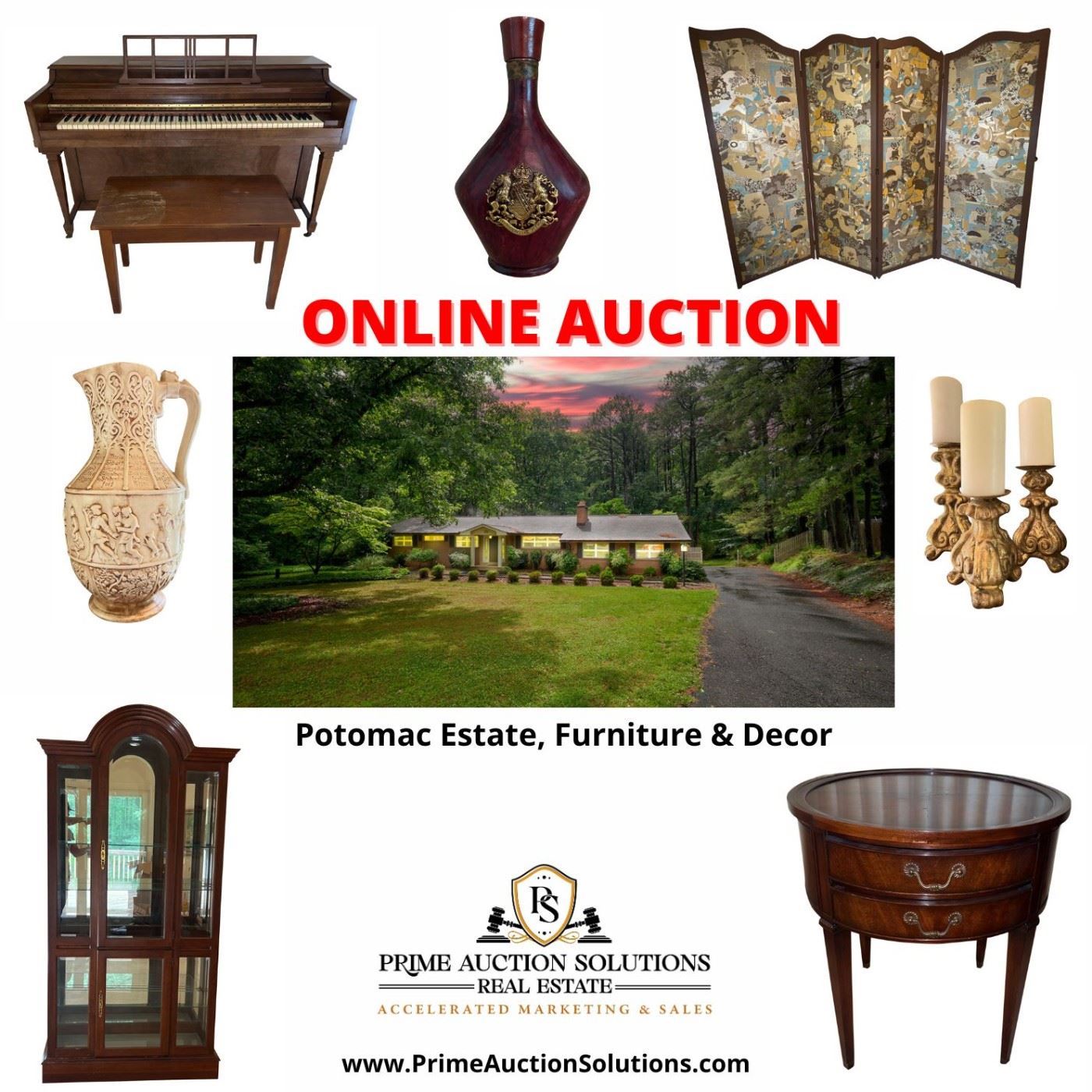 Potomac Estate, FURNITURE & DECOR Online Auction starts on 8/5/2023