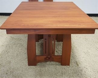 1026	CANAL DOVER MISSION STYLE SOLID CHERRY TABLE W/2 LEAVES, TABLE APPROXIMATELY 60 IN X 42 IN X 30 IN HIGH, LEAVES APPROXIMATELY 12 IN WIDE

