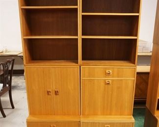 1033	DANISH WALNUT MODULAR WALL UNIT W/HOODED TOP LIGHTING, APPROXIMATELY 48 IN X 16 IN X 78 IN HIGH

