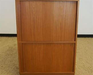 1039	DANISH MODERN ENTERTAINMENT CABINET W/SLIDING TAMBOUR DOORS, APPROXIMATELY 36 IN X 24 IN X 51 IN HIGH
