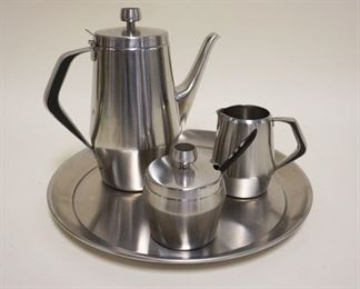 1042	CONTINENTAL STAINLESS MIDCENTURY MODERN TEASET, JAPAN
