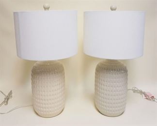 1044	PAIR OF MODERN STYLE POTTERY TABLE LAMPS, APPROXIMATELY 27 IN HIGH
